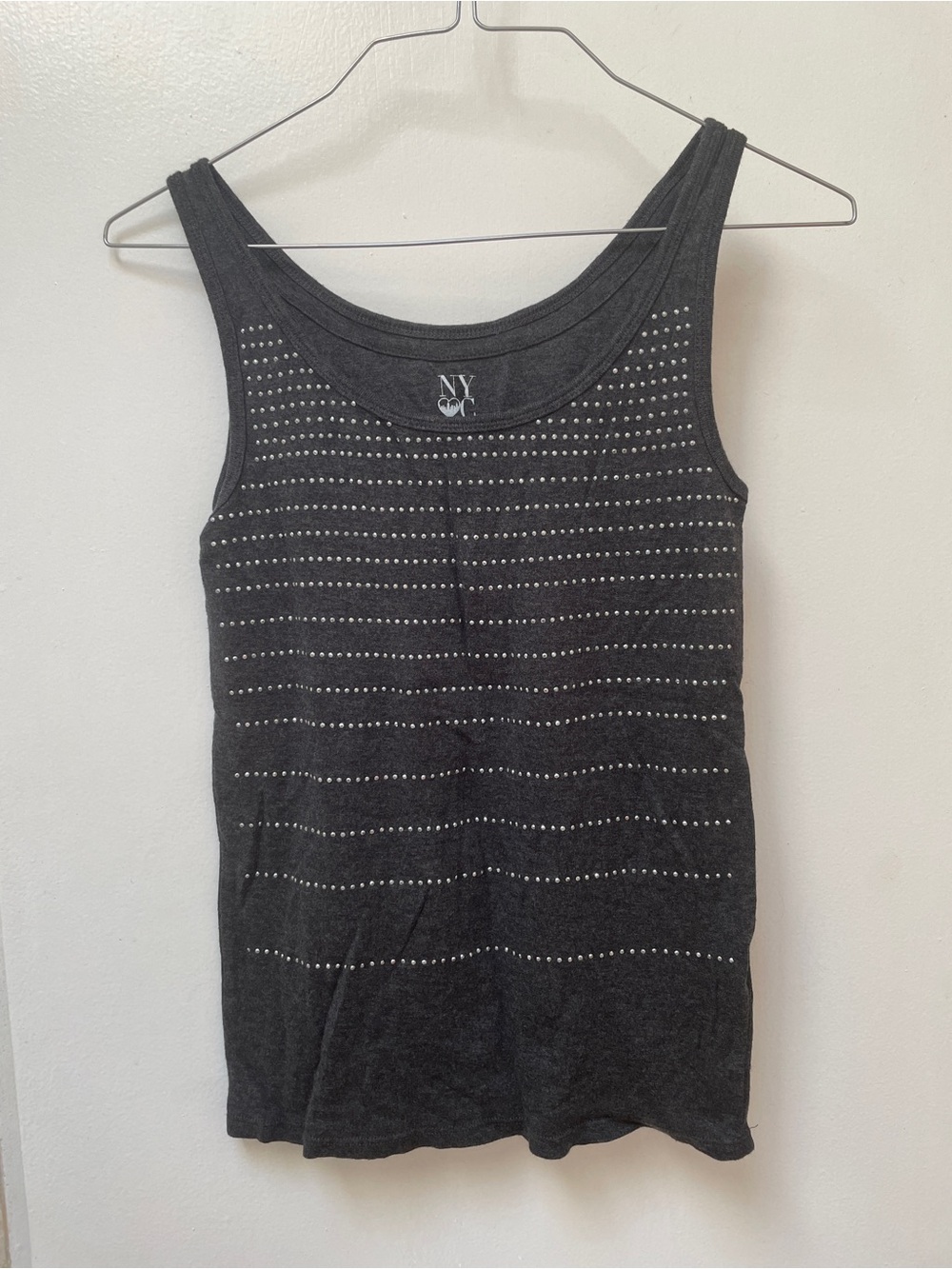 New York & Company Gray Studded Scoop Tank